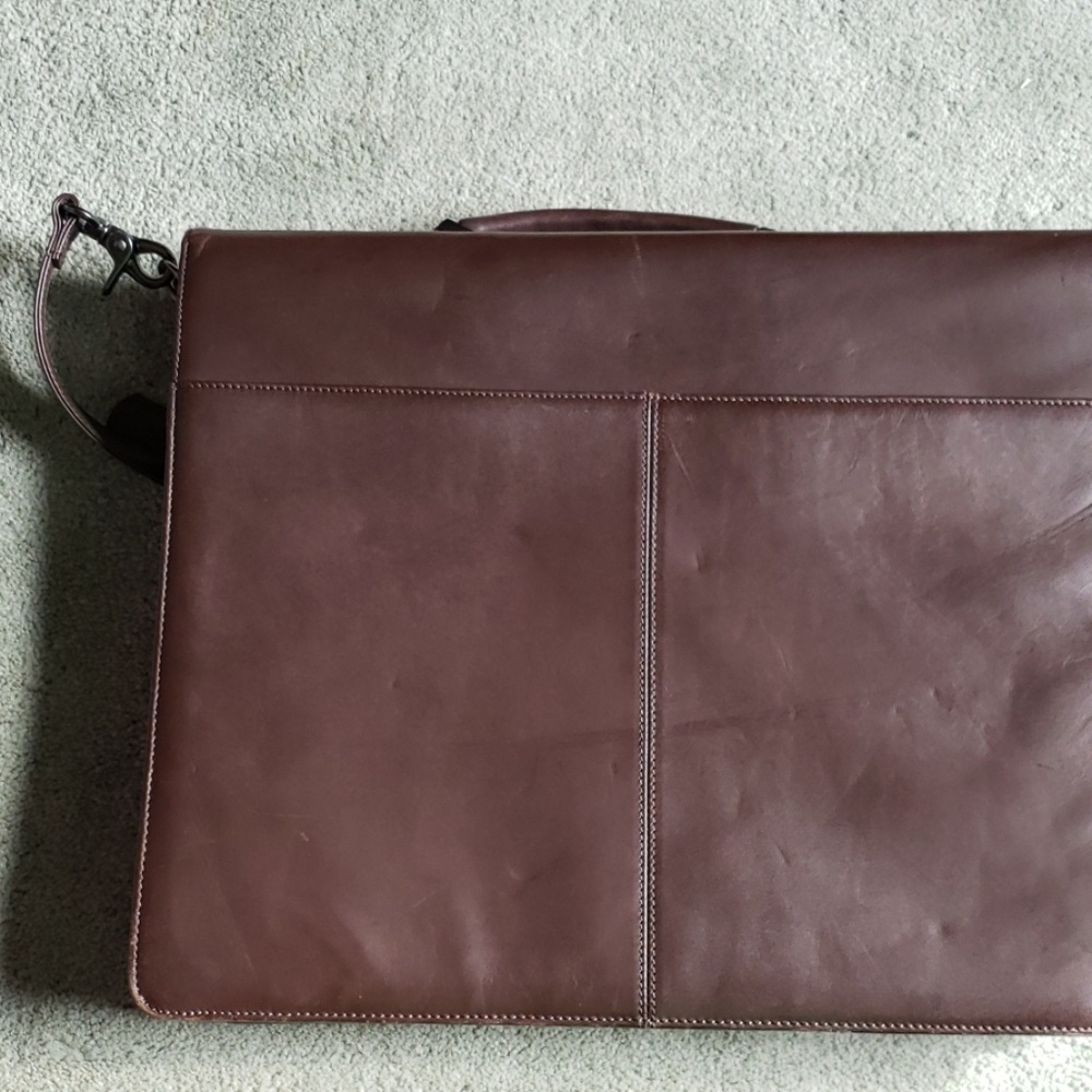 Gently used Calvin Klein brown leather briefcase - Picture 7 of 8